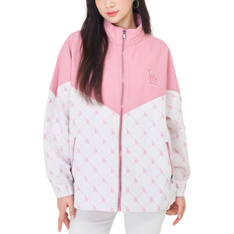 MLB Monogram Los Angeles Dodgers Jackets & Coats Unisex Hemp Pink 3AWJM0341-07PKM