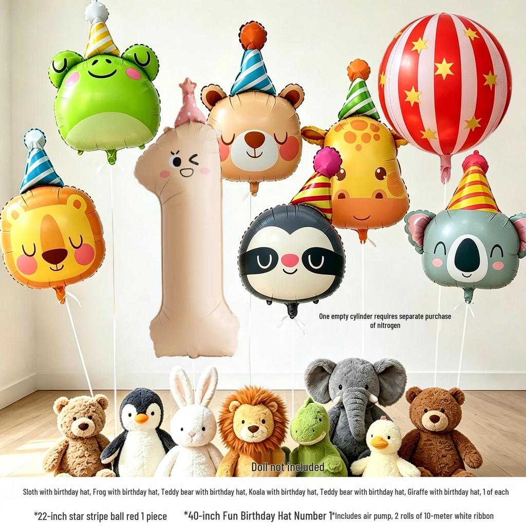 10. Geburtstag Cartoon Tiere & Zahlen Luftballon Party Dekoration für Kinder