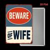 Vintage Beware Of Your Wife Metal Wall Art Rustic Square Tin Sign 7.8x11.8 Inch Retro Home Decor Plaque