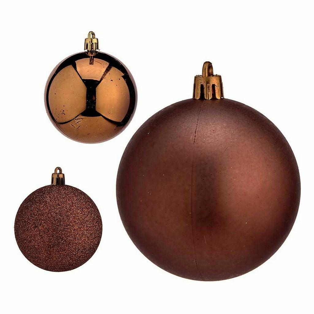 Set of Christmas Balls Brown Plastic 7 X 8 X 7 Cm (12 Units)