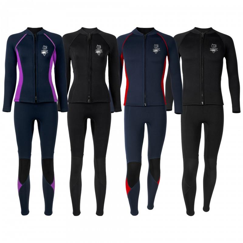3mm Neoprene Wetsuit Set Men Women Long Sleeve Top Pants Surfing Snorkeling Swimming Diving Water Sports