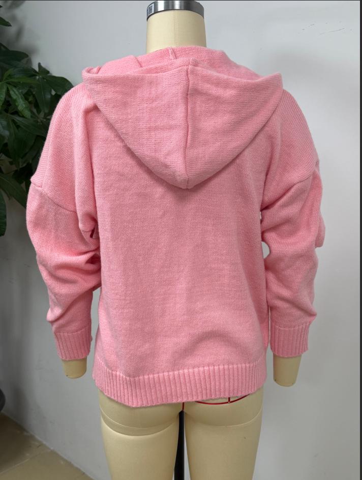 2026 Europese & Amerikaanse Dames Rits Gebreide Hoodie Vest Trui - Nieuwe Herfst/Winter Casual Effen Kleur Mode