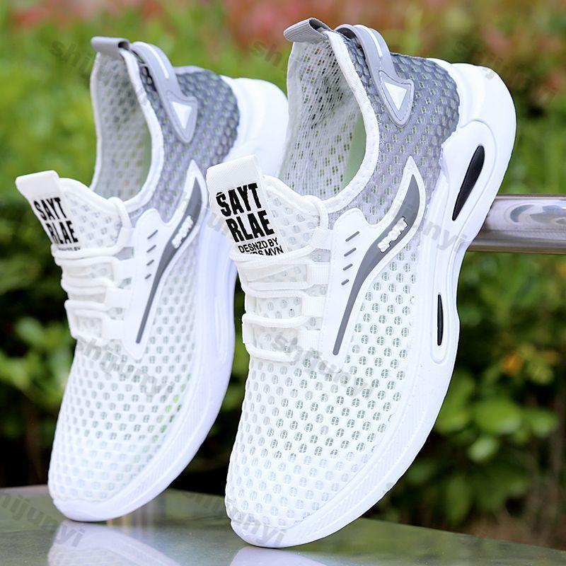 Fashion Men's Sneakers Summer Hollow Breathable Lace Up Sports Casual Shoes Lightweight Comfortable Fashion Soft Sole Vulcanized Shoes