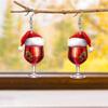 Holiday Acrylic Wine Glass Stud Earrings With Silver Posts For Gift Giving
