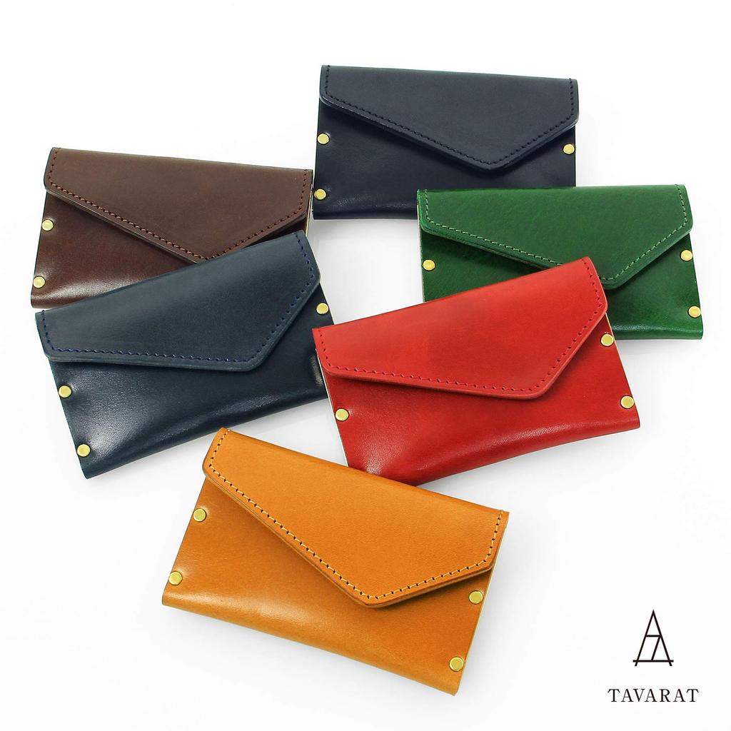 Business Card Genuine Made In Himeji Compact Card Unique [TAVARAT] Holder, Leather, Japan, Leather, Brass, Case, (Green)