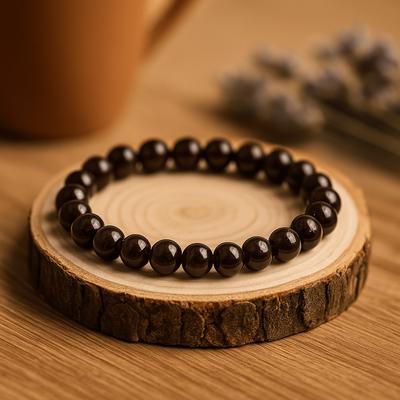 Pulseira Elástica de Contas Granate Sangue 8mm