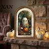 Farmhouse Ghost Decor Halloween Wall Decor, Cute Table Sign, Vintage Arch Framed Autumn Fireplace Accent Picture, Decorative Art for Mantel
