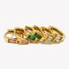 E.B.belle Dainty Cute Girl's Mini Size Hoop Earrings Square Shape 3A Zircon Stone Gold PLated Stainless Steel Huggies Earring