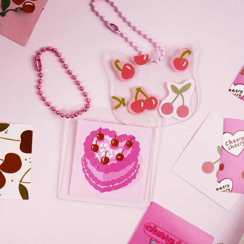 46 pcs/Box Cartoon Cute Cherry Stickers, Fruit Journal Diary Stickers Luggage Notebook Headset Cup Water Bottle Sticker