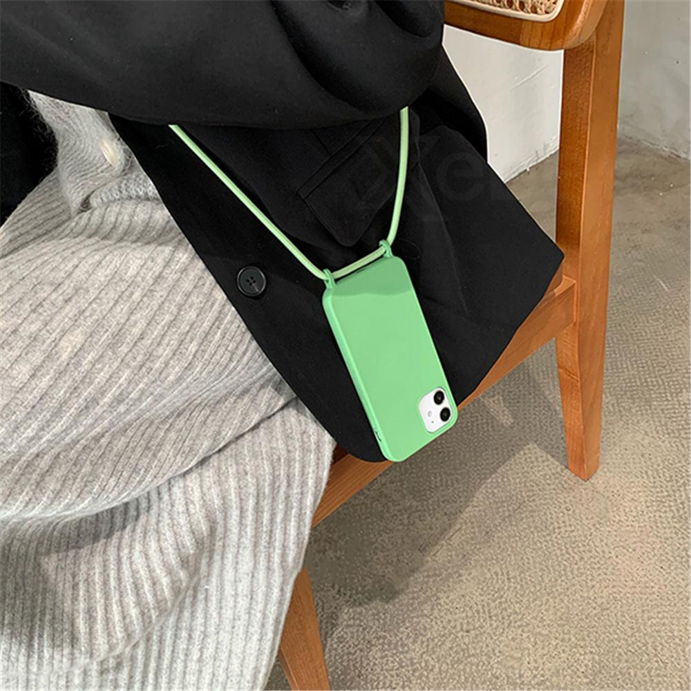 Cordon Tour de Cou Cordon Silicone Liquide Coque Pour iPhone 13 16 12 Mini 14 15 Pro Max X XS XR 7 8 Plus SE Sangle Collier Housse Souple