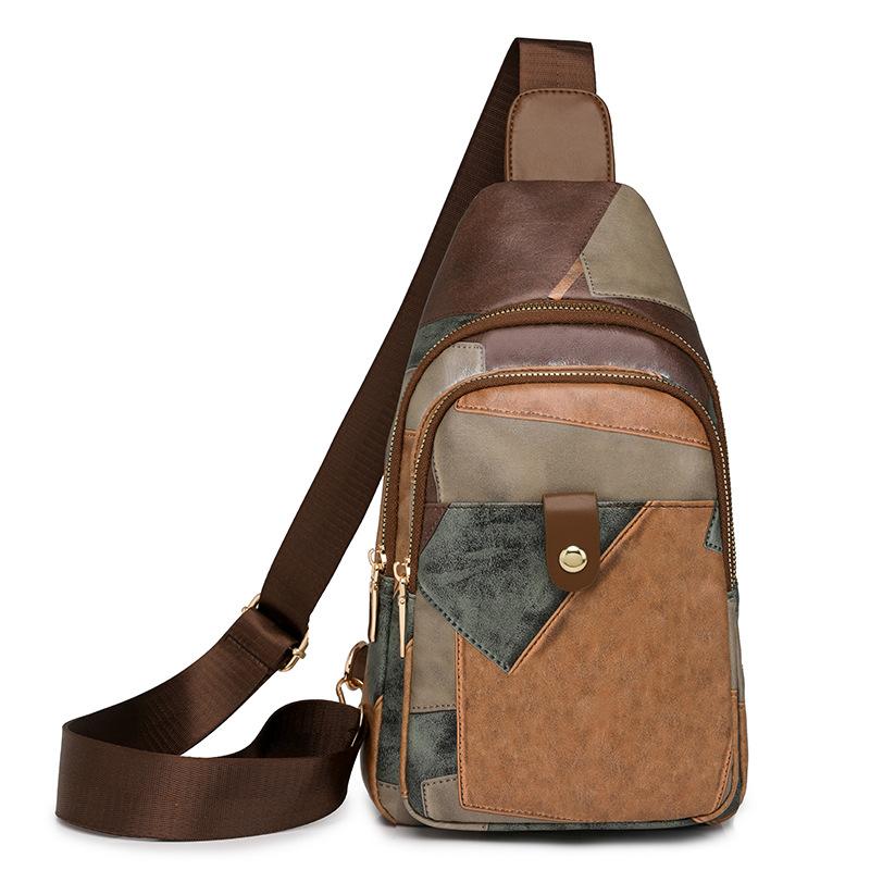 Schultertaschen für Damen, Umhängetaschen, PU-Leder-Rucksack, Schultertasche, Multi-Pocket-Pack mit verstellbarem Gitarrengurt, Damen-Bauchtasche, Brusttasche