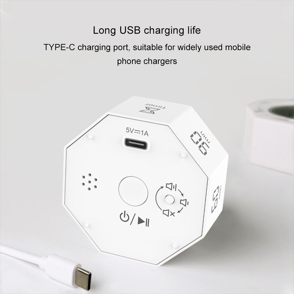 Rechargeable Cube Timer For Kids Multi-functional And Compact Productivity Timer Productivity Cube