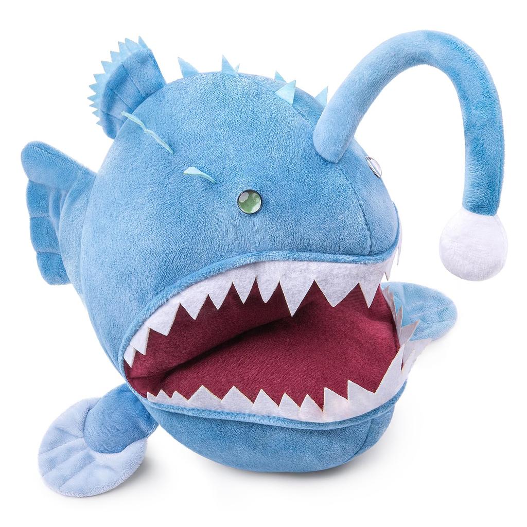 Lilizzhoumax Simulation Anglerfish Blue Deep Sea Fish Plush Toy Soft Realistic Cute Gift Fluffy Interior Decoration Christmas Gift for Kids 302822cm