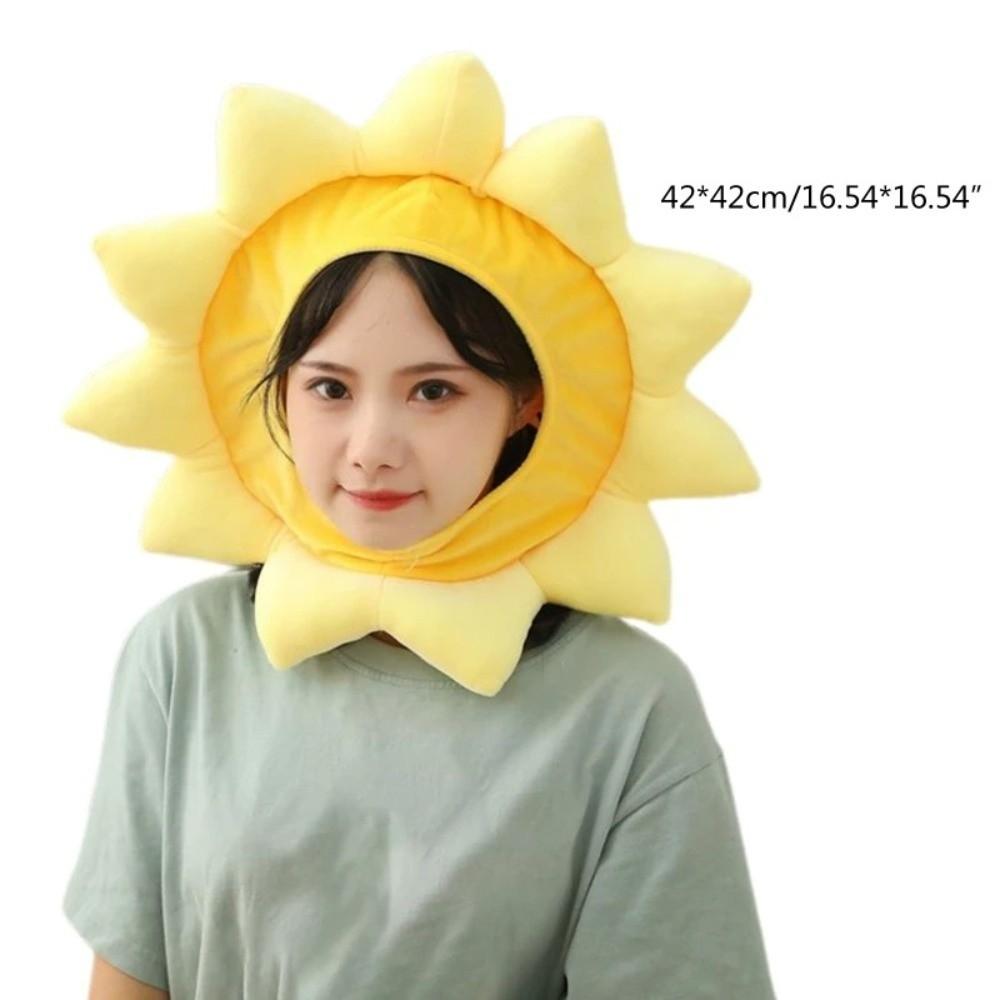 Kawaii Soft Sunflower Hat Sunflower Yellow Cartoon Warm Beanie Party Props