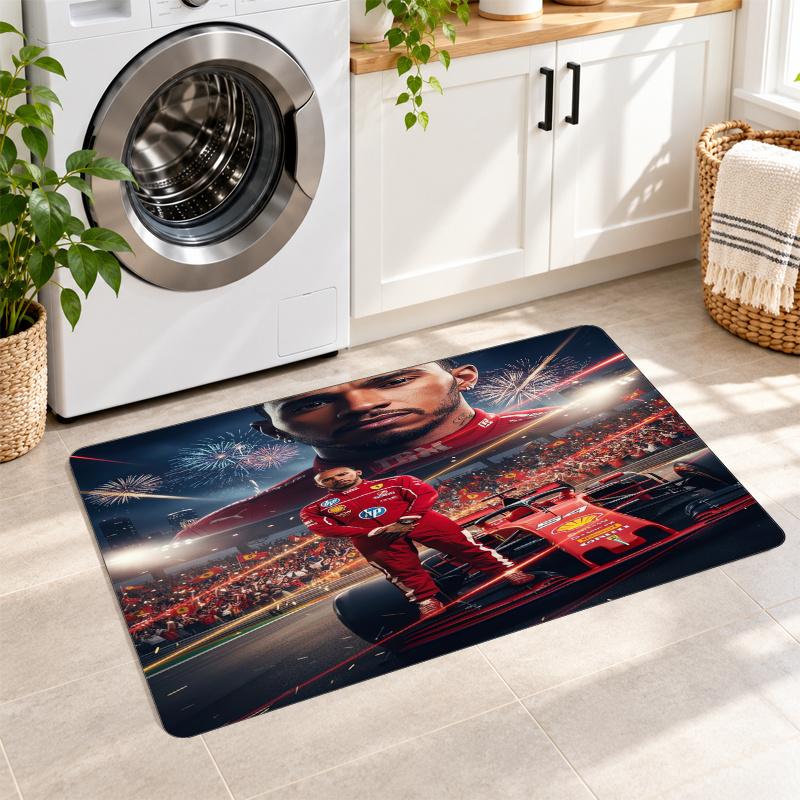 Flannel Kitchen Mat Lewis Hamilton Soft Area Rug Non Slip Floor Carpet Home Decoration