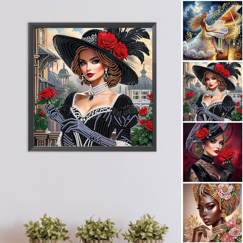 Beauty Special Shaped 5D DIY Partial Drill Diamond Art Kit for Adults Beginners Home Decor Diamonds Paintings Gem Art 30x30cm