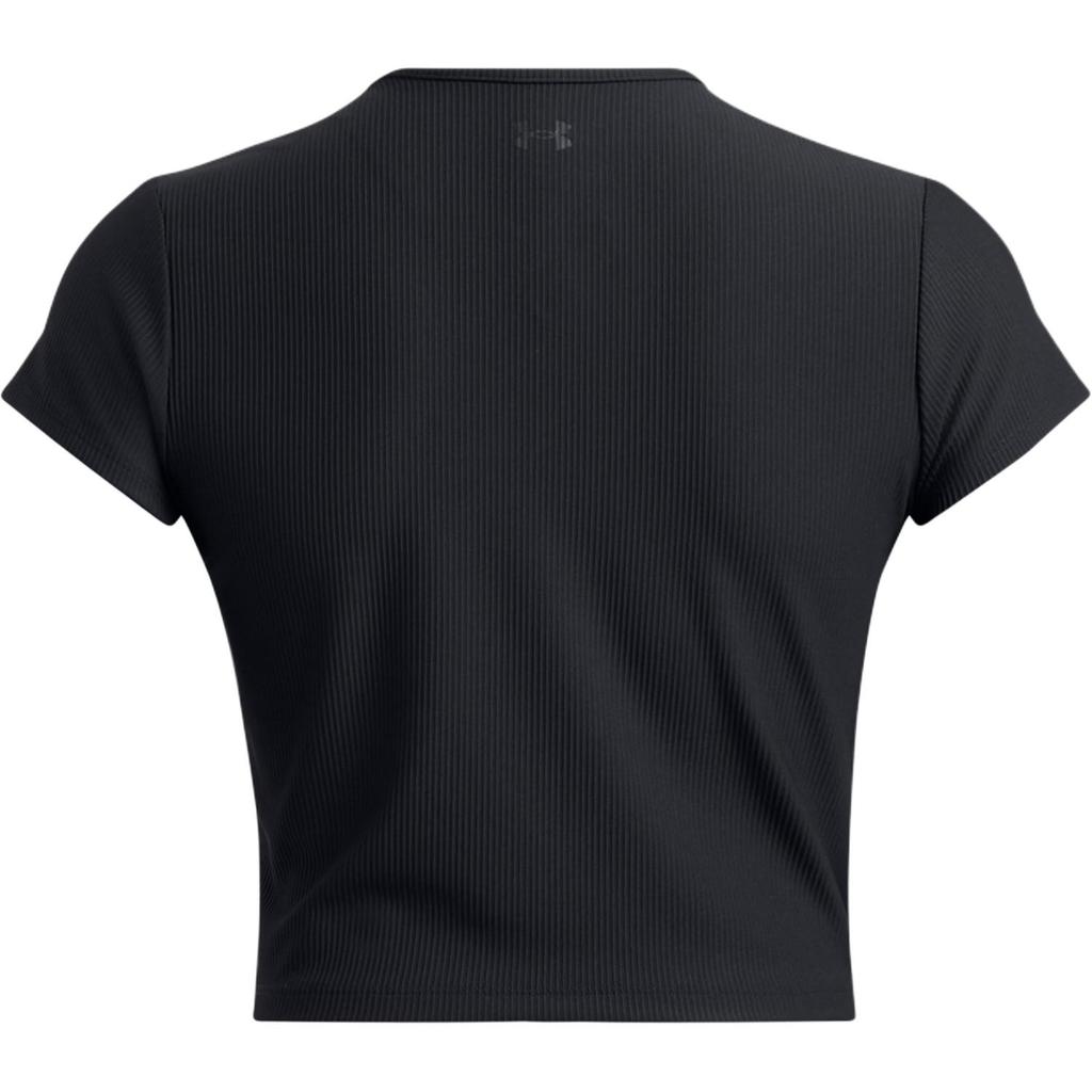 Under Armour Meridian Rib Solid Fashion Versatile Round Neck Short Sleeve T-Shirt Women T-Shirts Black 1386615-001