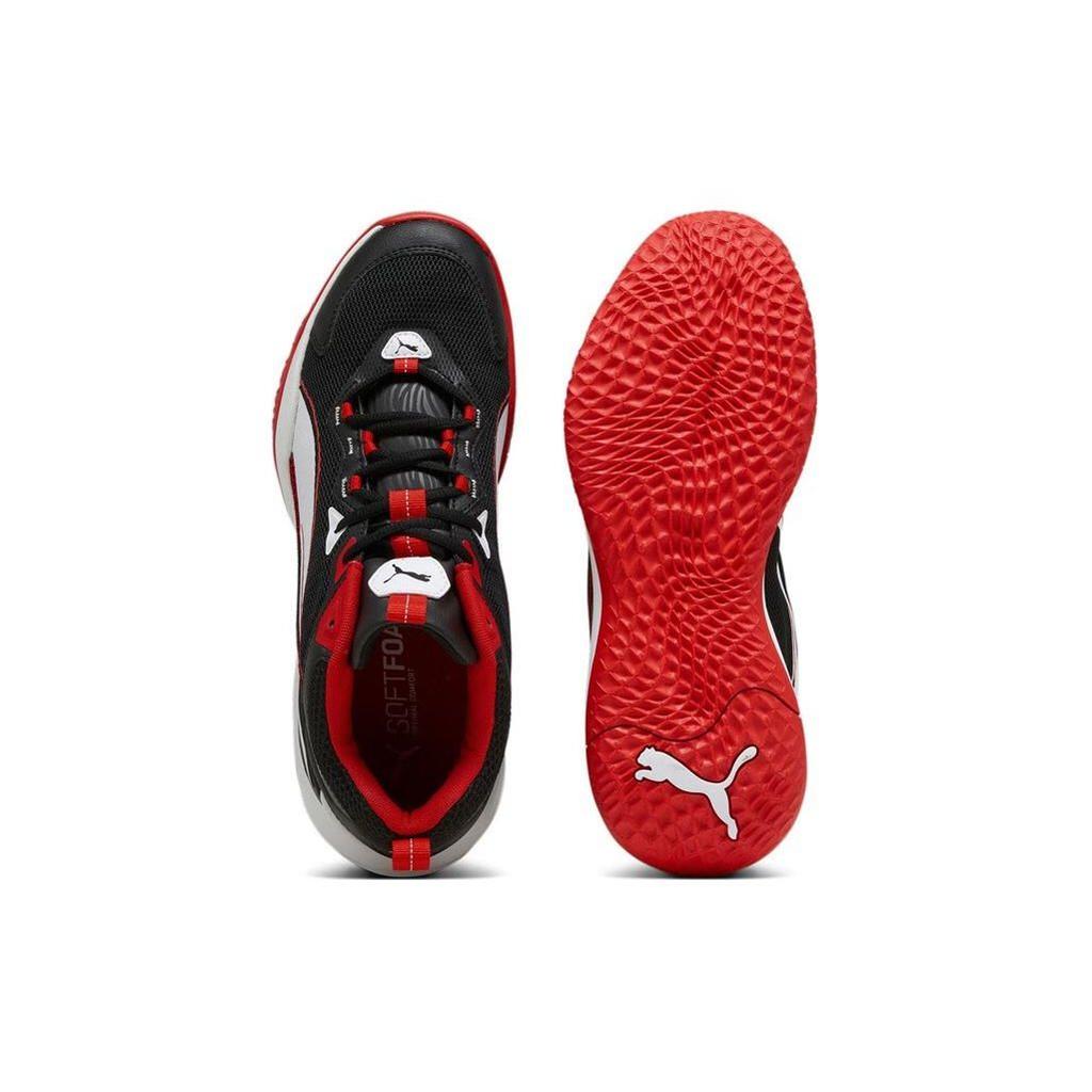 Puma Playmaker Versatile Comfortable Non-Slip Mid-Top Basketball Shoes Unisex Sneakers Black White Red 392330-01
