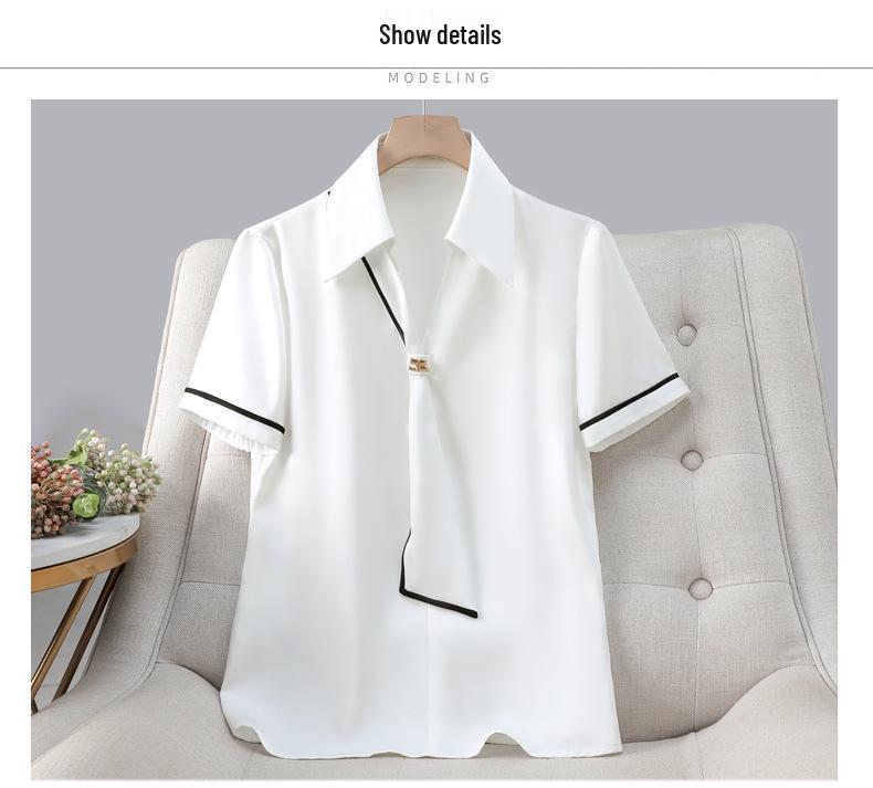 Women's Stylish White Short-Sleeve Summer Shirt 2024