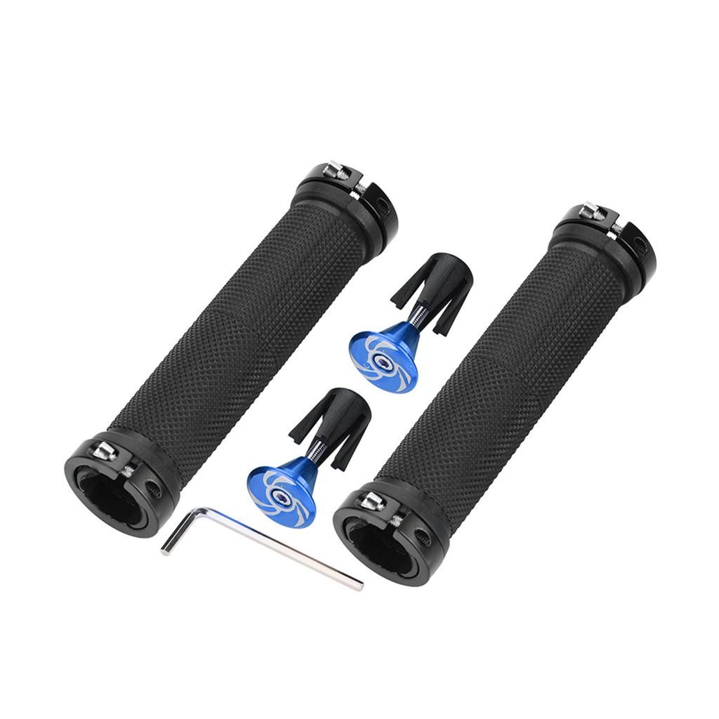 1 Pair Cycling Handle Bar End Bike Lock on Handlebar Grips Accessory (Black)