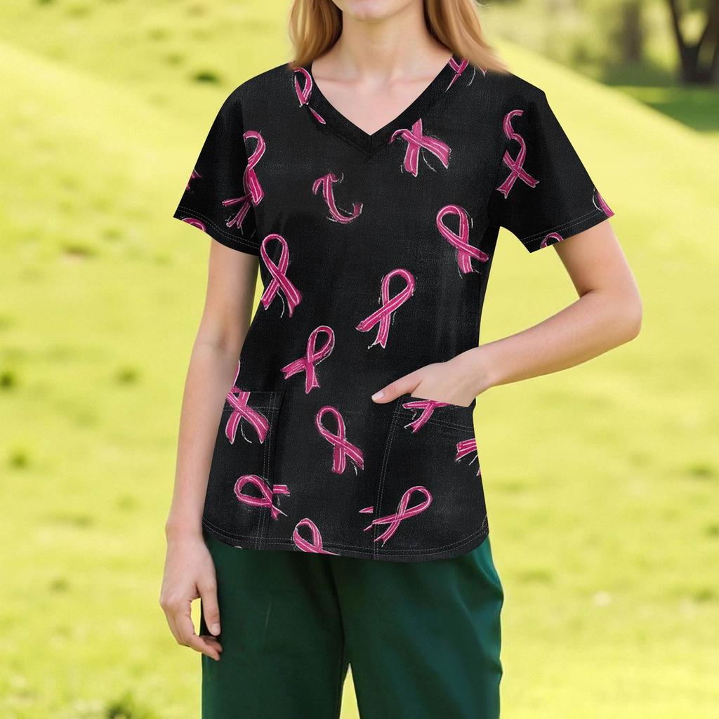 Macacão Feminino da Moda Decote V Manga Curta com Bolsos Blusas Estampadas Roupas