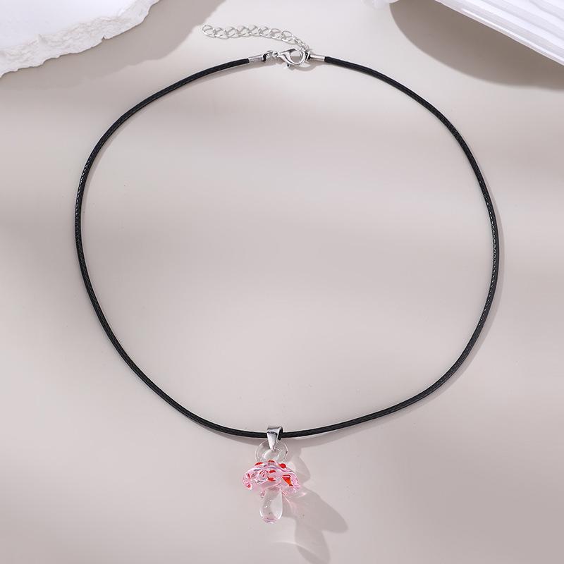Glazed Mushroom Pendant Necklace Versatile Fashion Premium Clavicle Chain ins Simple Jewelry