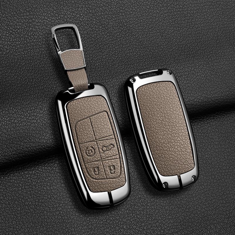 Zinc Alloy Leather Car Key Case For Jeep Compass Grand Cherokee Wrangler Compass Chrysler 300C Key Holder Car Key Cover Case