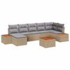 Garden Sofa Set with Cushions 8 Pcs Beige Poly Rattan