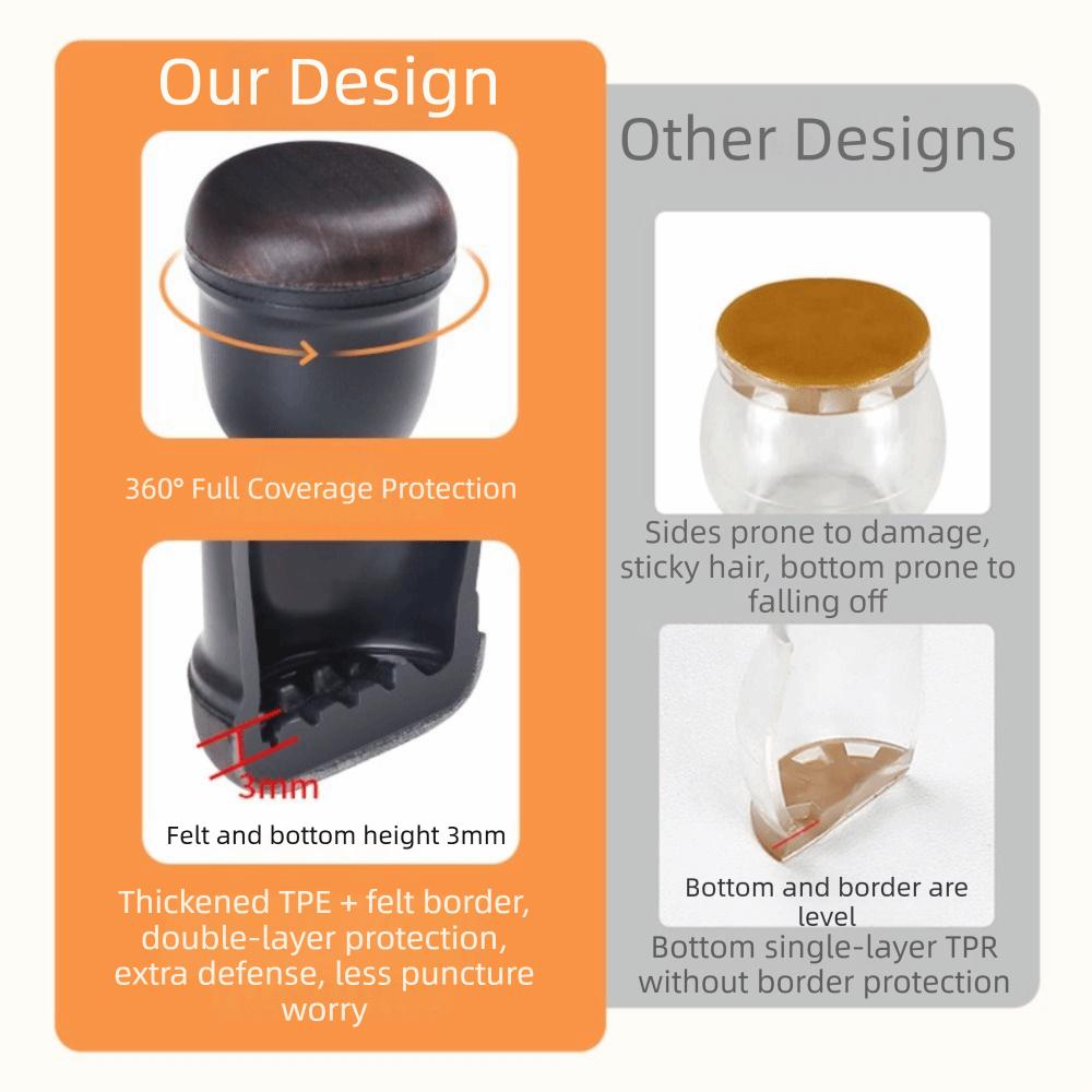 8pcs/bag Silent Silicone Furniture Leg Cover Anti Slip Table Leg Protector Floor Protection  Chairs