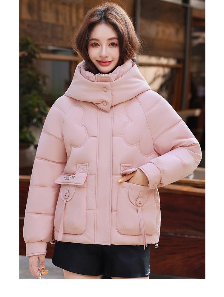 Damen Kurze Kapuzenjacke Winddicht Dick Warm Winterjacke