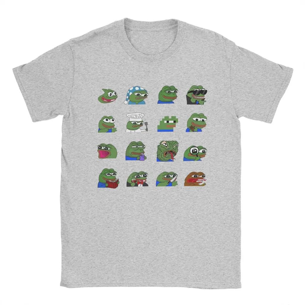 Pepe Peepo Variety Set Men T Shirt Fun Tees Short Sleeve Crewneck T-Shirts Pure Cotton Graphic Tops