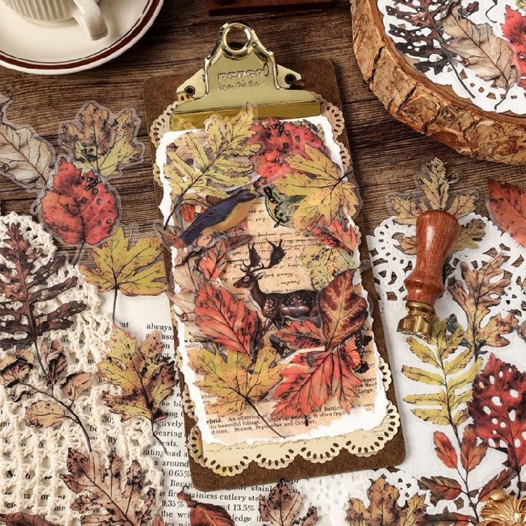 Blatt Blume Hintergrund Aufkleber Klebend PET Aufkleber Scrapbooking Dekorationsmaterial für Journal Planer Kunsthandwerk