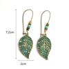 Fashion Women Hollow Leaves Dangle Hook Beads Earring Bohemia Charm Jewelry