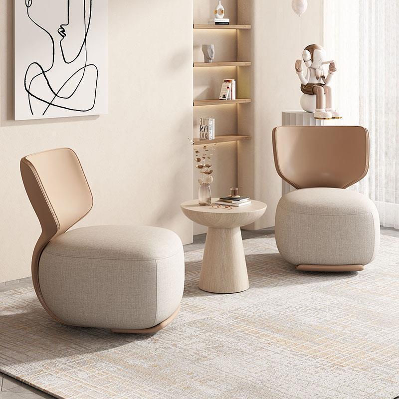 Log Light Luxury First Class Cabin Lounge Sofa Chair Nordic Living Room Fabric Low Stool Balcony Leisure Armchair 2024 New