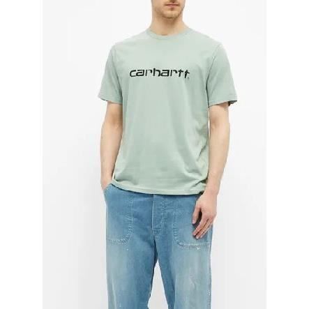 T-shirt homme Carhartt Wip Script - Bleu - Manches courtes - Jersey 100% coton