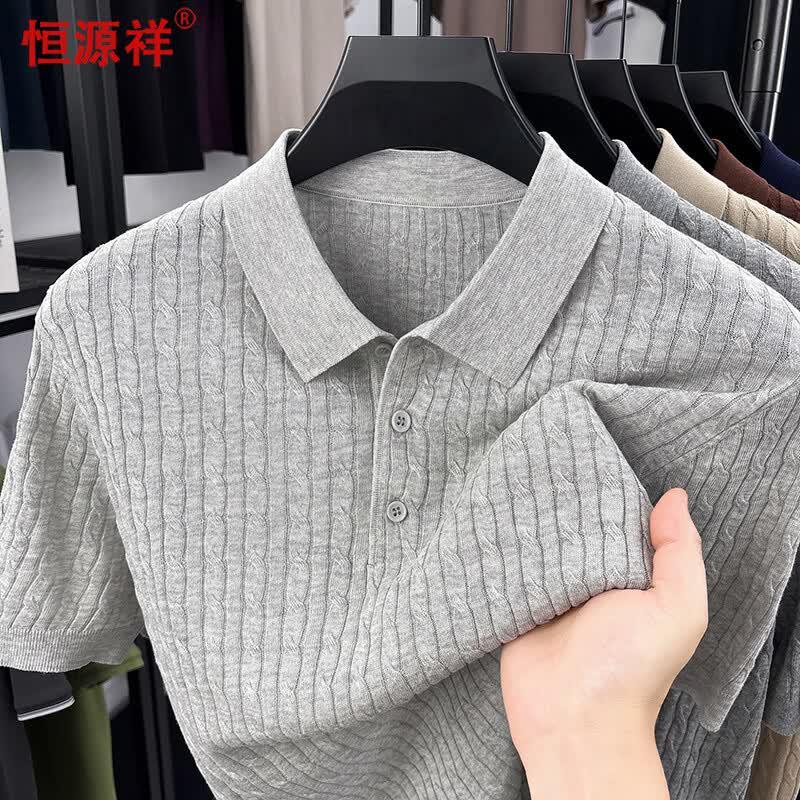 

Hengyuanxiang Men s Summer Knit Short-Sleeve Polo Shirt L (175/92A)