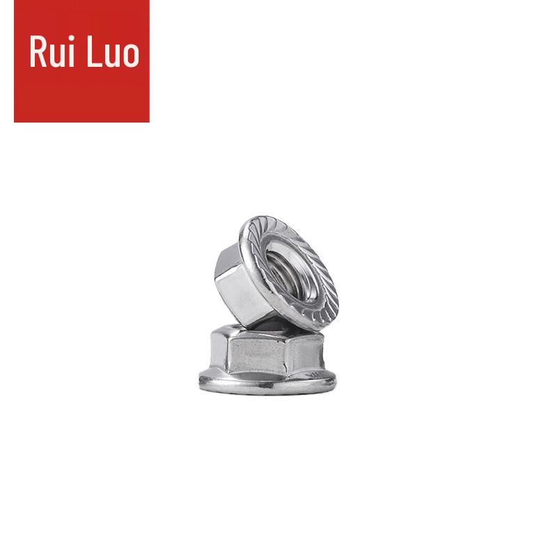 Rui Luo 304 Stainless Steel Serrated Hex Flange Nut DIN6923