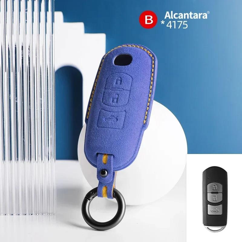Interior Mouldings Alcantara Suede Car Key Case Cover For Mazda CX50 CX60 CX90 2 3 5 6 CX3 CX5 CX7 CX9 CX8 Keychain Remote Prote