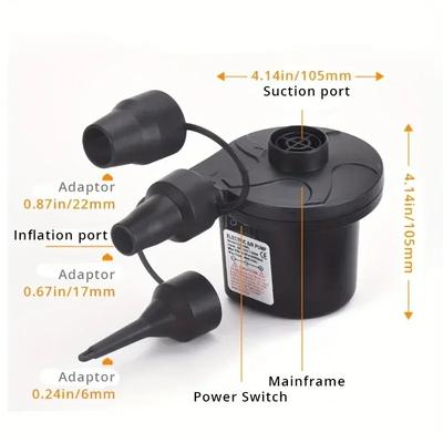 Portable Electric Air Pump with Multiple Nozzles for Quick and Easy Inflation of Air Mattresses, Pool Rafts and Inflatable Toys