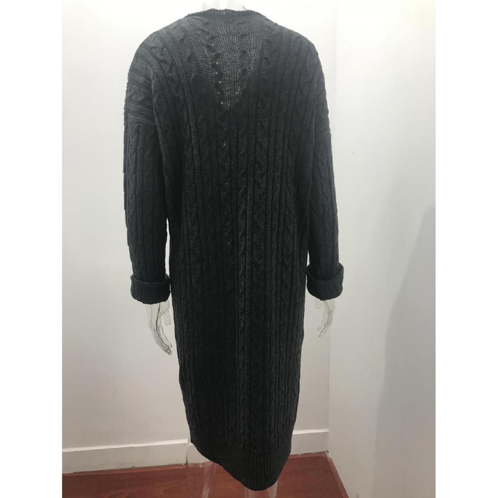 Damen Langarm Doppel-Taschen Twist Cardigan Pullover