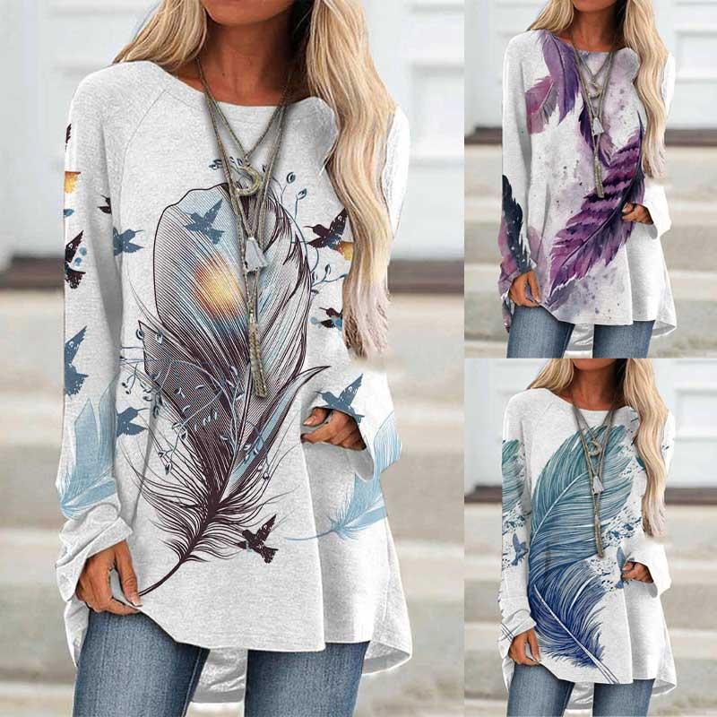 European And American Spring And Summer Loose Round Neck Digital Printing Casual T-shirt
