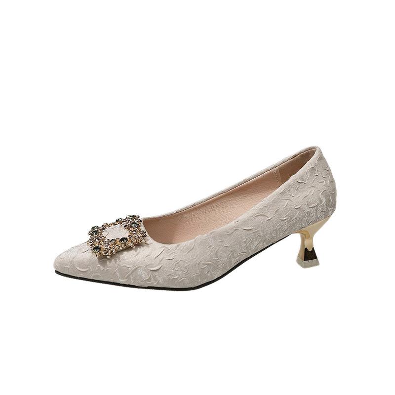 22. Beautiful Temperament, High Heels, Thick Heel Shoes, Soft Leather, Soft-soled Cheongsam, Formal Professional Shoes