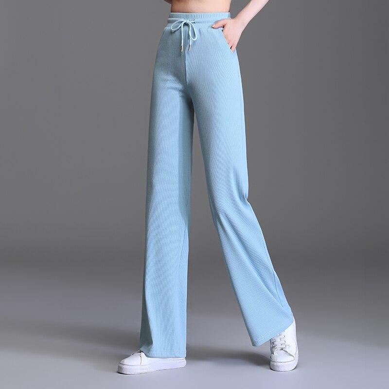 Mujer de oficina Mujer Cintura alta Pantalón de pierna ancha Pantalón  elástico De otoño Pantalones sueltos Pantalón recto Mujer Sólido Casual  Pantalones largos comprar a buen precio — entrega gratuita, reseñas reales
