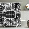 Monstera Pflanze Duschvorhang Mit Name Schwarz Weiß Dekor Für Badezimmer Anpassbare Größe Farbe Perfekte Geschenkidee Fo