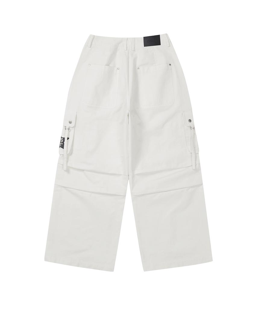 Aejeuyua Cargo Flap Cotton Pants Ivory