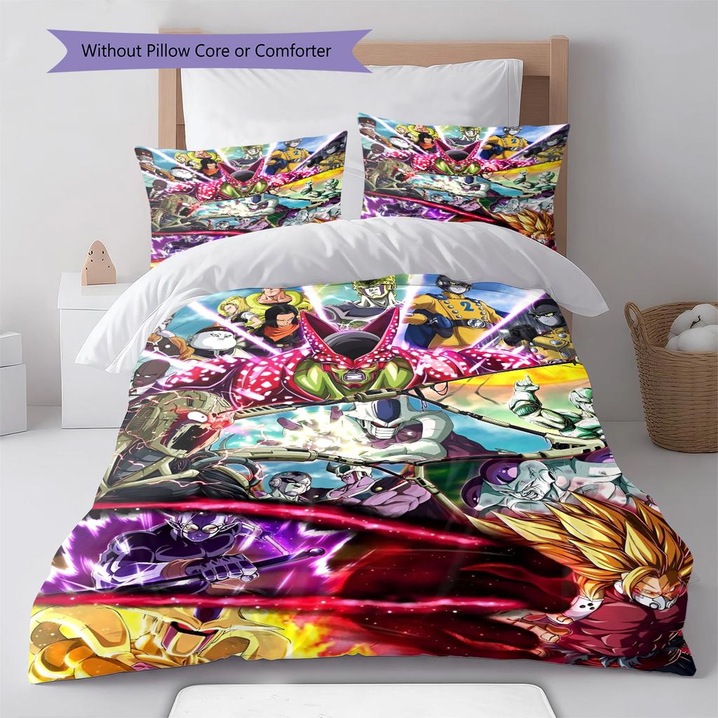 Dragon Ball Battle Action Bedding Set Anime Duvet Cover Polyester Soft Comforter Set -QJY