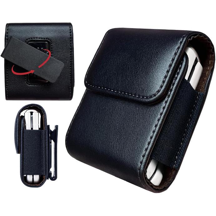for Galaxy Z Flip 5/4/3 Belt Phone Holster, 360 Rotating Leather Phone Pouch Case, Belt Clip Phone Holder for Motorola Razr Plus, Razr 40 Ultra, Razr