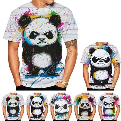 Nowa Moda Męski T-shirt z Krótkim Rękawem z Nadrukiem Pandy z Nadrukiem 3D HD Street Style Zabawny Modny Top