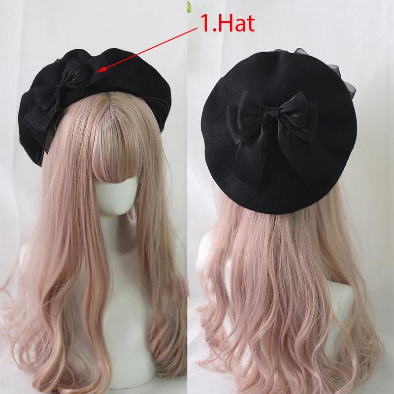 Handmake Lolita Berets Wool Blend Hat Women Girls Lovely Bow Sailor Maid Style Autumn Winter Berets Hat Accessories
