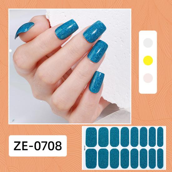 Glitter Nail Polish Strips with File Easy Apply Remove Self Adhesive Women Full Nail Sticker Home Manicure DIY Nail Art Decoration Wrap